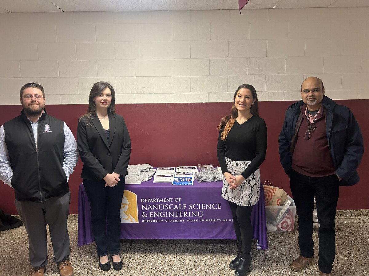Sukanta Basu with the University at Albany Nanoscale Science and Engineering outreach team at the Capital District Wind Challenge