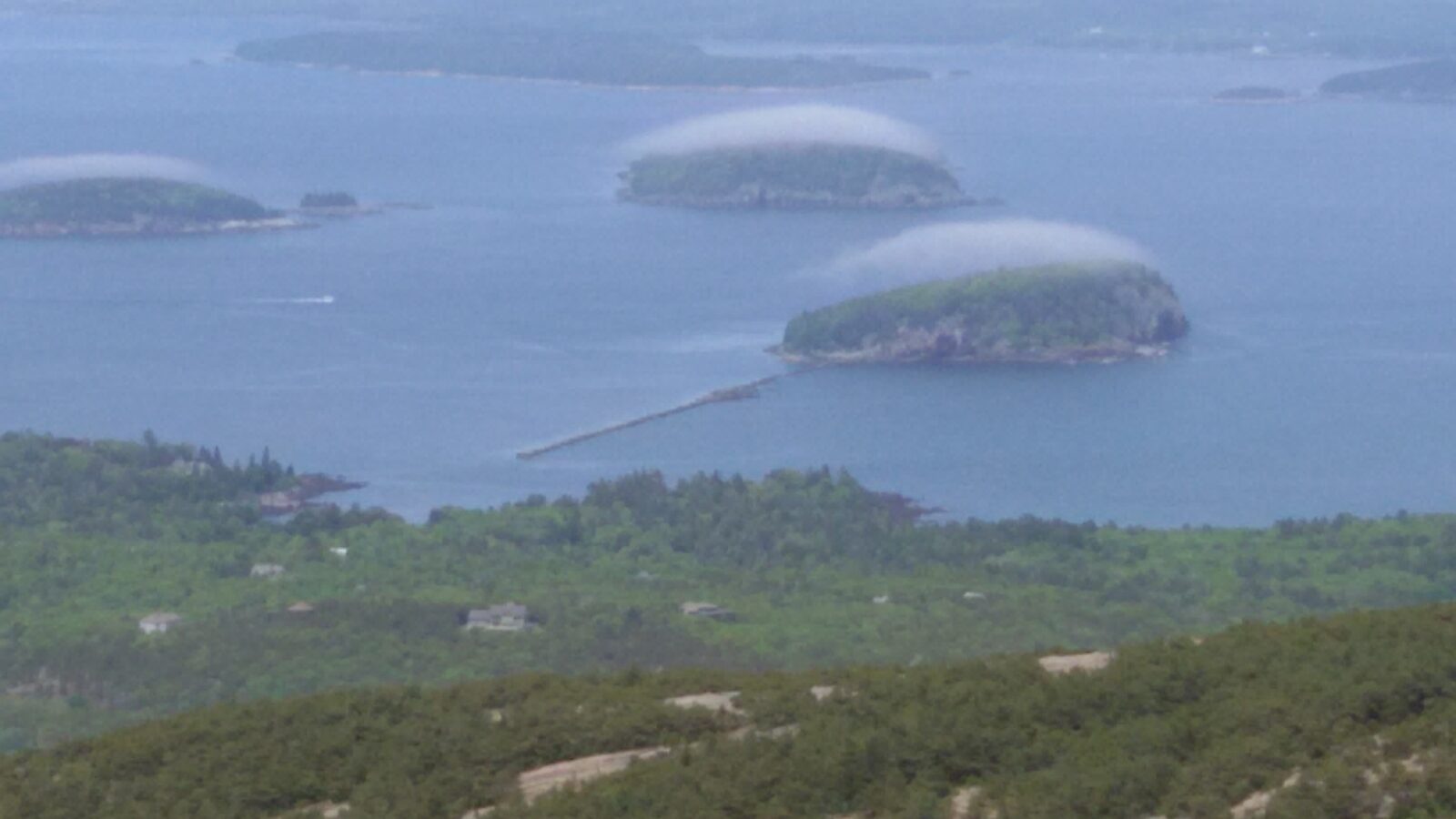 Clouds forming over the islands of Frenchman Bay, seen from Cadillac Mountain